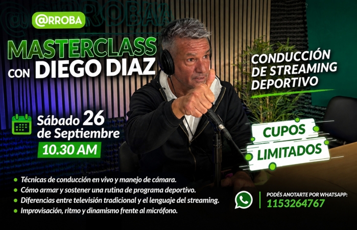 Diego Diaz hará una Masterclass de Streaming Deportivo en Radio Arroba